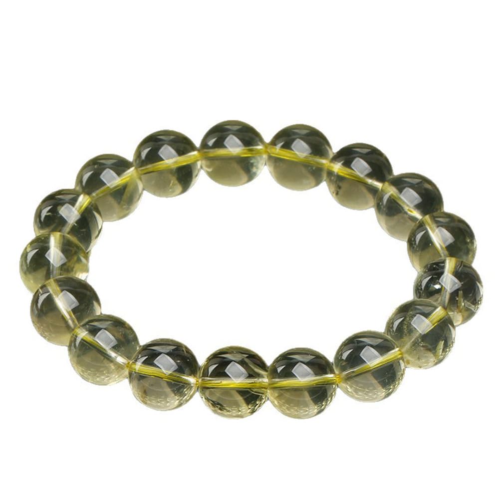 Zitronen-Citrin-Armband | Natürliche Kristall-Edelstein-Armbänder | Gelbe Bergkristallperle | Handgefertigtes Stretch-Armband für Damen, Herren und Jugendliche,10mm