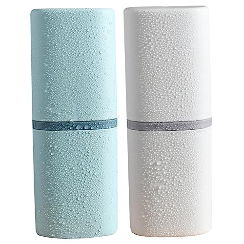 WOFASHPURET 2Pcs Portable Toothbrush Storage Case Washing Cup Durable Fine Workmanship Compact Design for Home Travel Use for Men Women White
