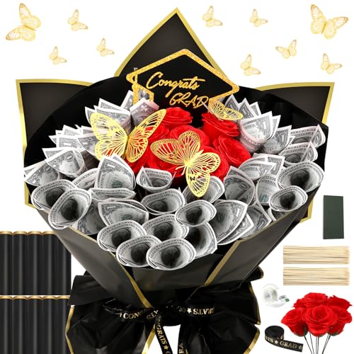 AUGSUN 147 Pcs Graduation Money Bouquet Kit Class of 2026 DIY Flower Set