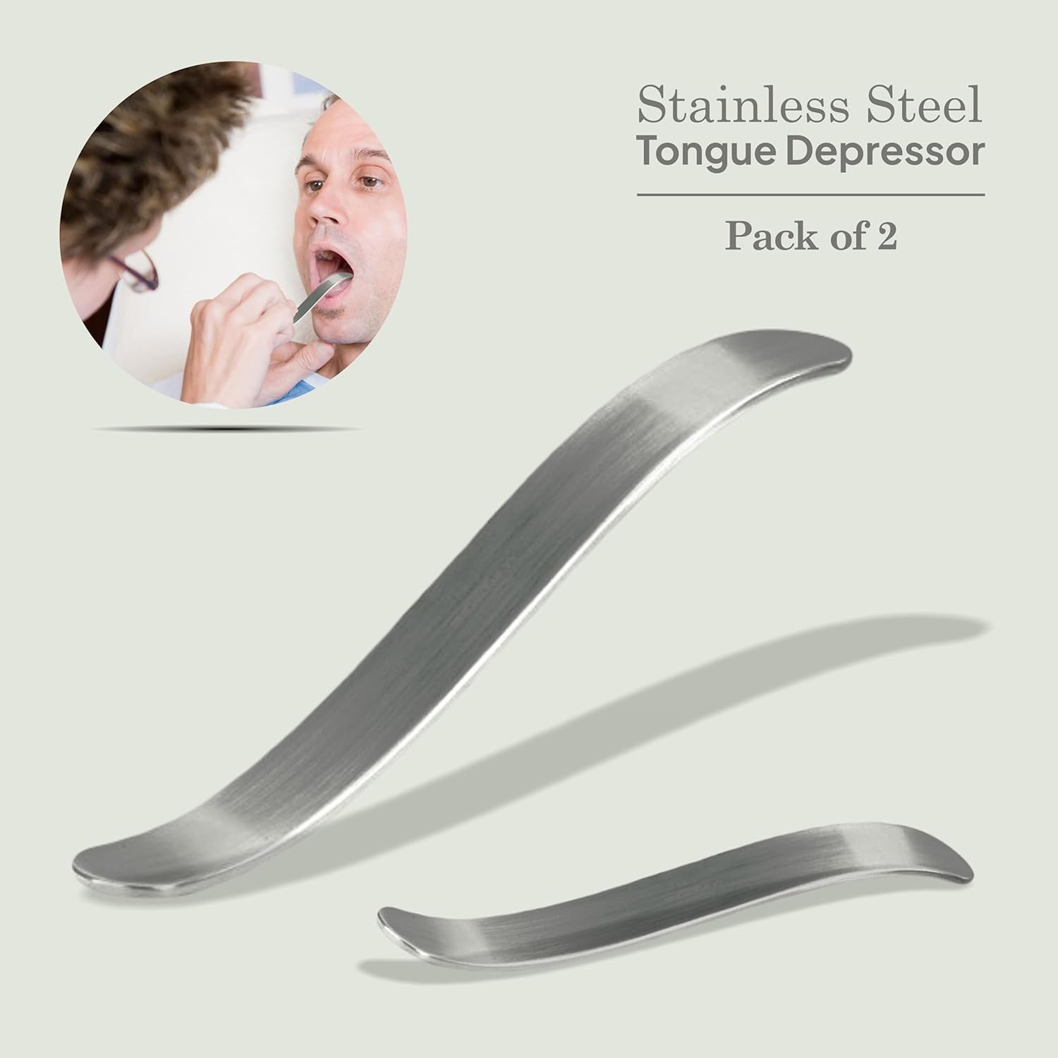 KASHSURG Stainless Steel Tongue Depressor - Pack of 2 Pieces