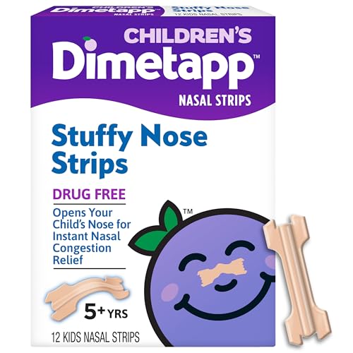 Children’s Dimetapp Stuffy Nose Strips for Kids, Drug-Free, Instant Nasal Congestion Relief to...