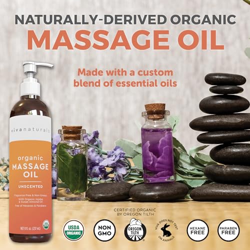 image for Viva Naturals Organic Massage Oil (8 fl. oz.) - Unscented Body Massage
