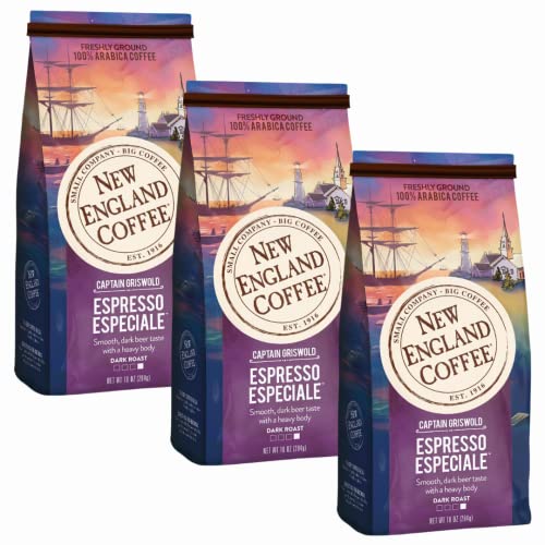 Image of New England Coffee Espresso Especiale Dark Roast Ground Coffee, 10oz Bag (Pack of 3)