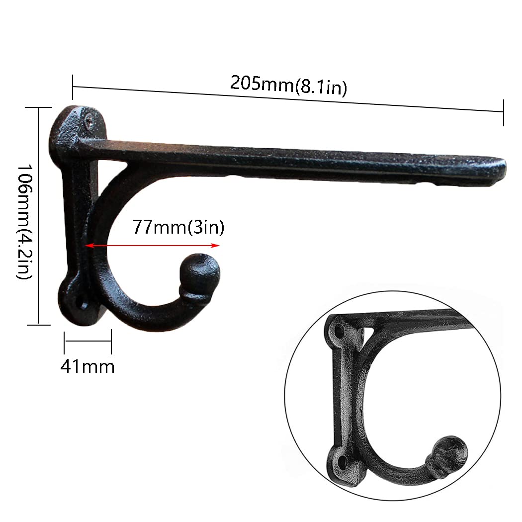 Staffe per Mensole in Ghisa Nera Supporti per Scaffali Rustici per Impieghi Gravosi Reggimensole Metalliche Galleggianti, per Balcone, Giardino, Cucina, 2 Pezzi