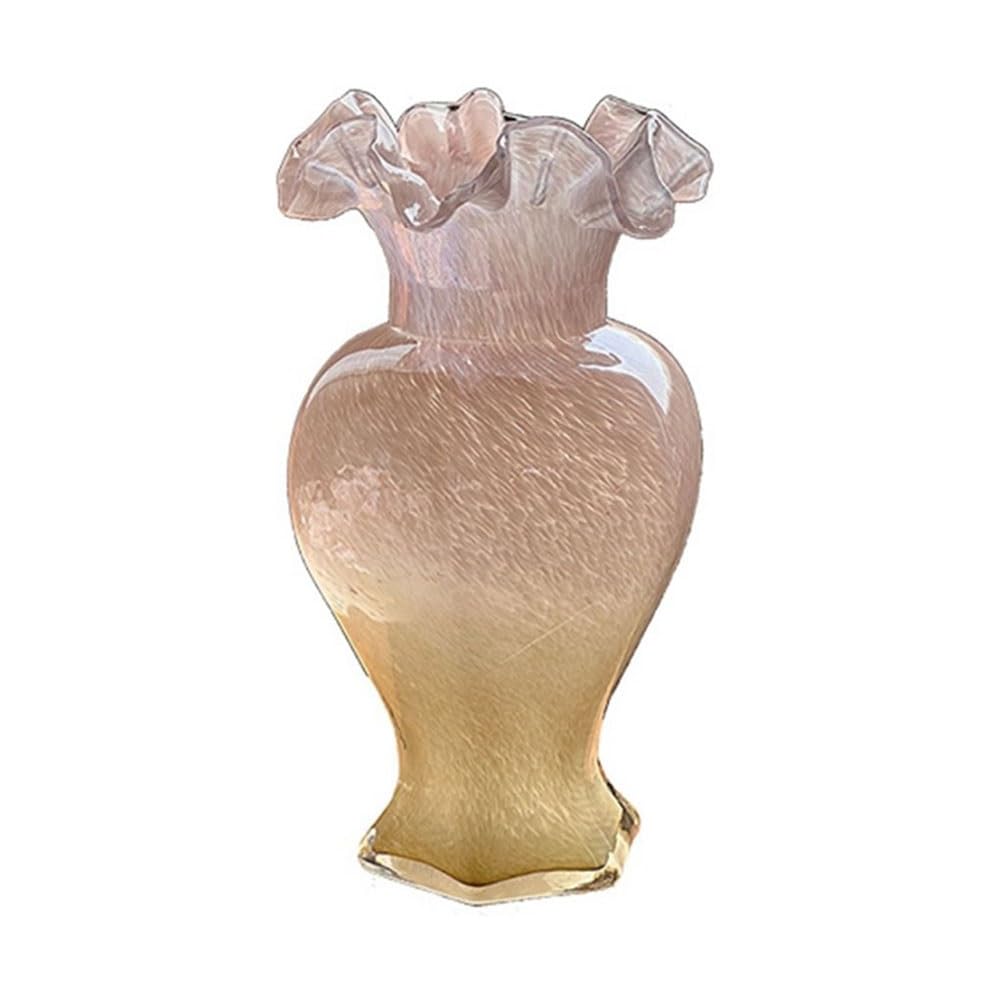 GEK208130 Vases for Flowers Classic Gentle Romantic Pink Glass Vase Fresh Dried Artificial Flower Holder Home Decorative Vase