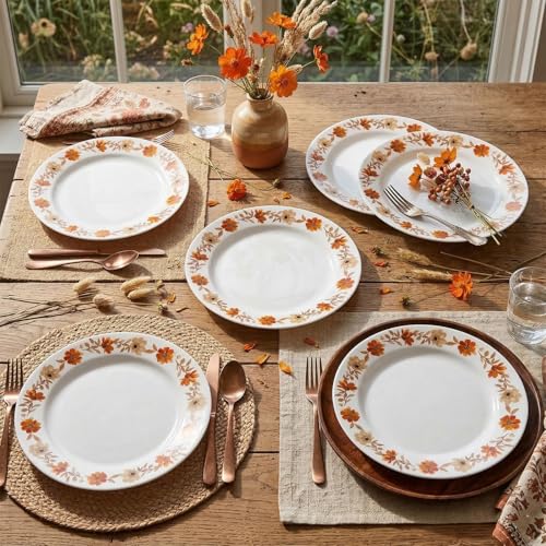 Image of Melamine Quarter Plates | Round Half Plate Serving Set| Break Resistant | Plates for Snacks, Lunch, Dinner | Plates for Home, Office, Restaurant | Set of 6 | 7 Inch's (Marie Gold)