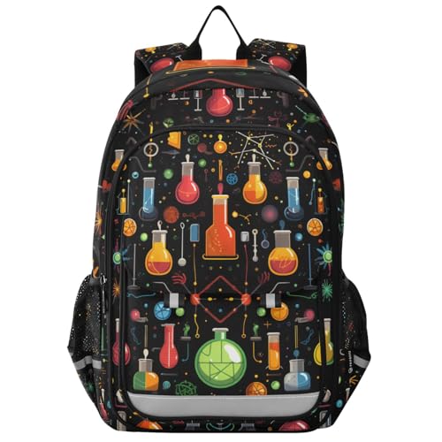 Cartoon Chemistry Backpack Kids School Bag Lightweight Laptop Backpack Elementary Capacity Student Bookbags for Travel Daypack with Reflective Stripes