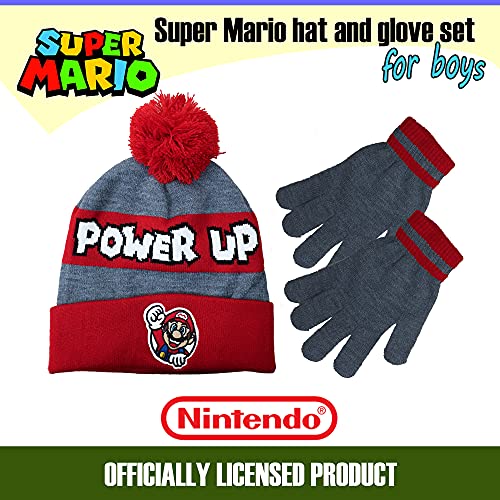 Nintendo Super Mario Boys Winter Hat and Gloves Cold Weather Set, Age 4-73