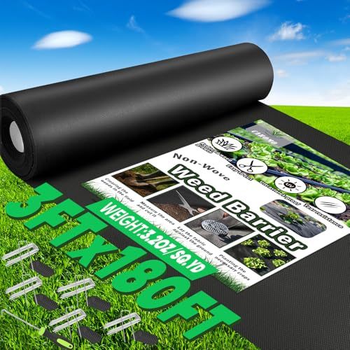 Non-Woven Thick Weed Barrier Fabric 3FT x 180FT, 3.2 oz