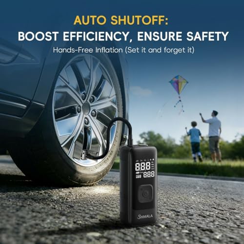 Image of Tire Inflator Portable Air Compressor - Cordless Air Compressor with Digital Gauge, LED Light, Power Bank & Auto-Shutoff Tire Air Pump for Car, Motorcycle & Bicycle Tires