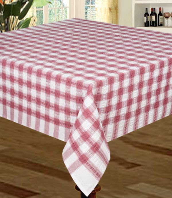 Snugglemore Seersucker 100% Cotton Tablecloth Sizes Napkins Also Available (Grape, Napkins (Pack of 4))