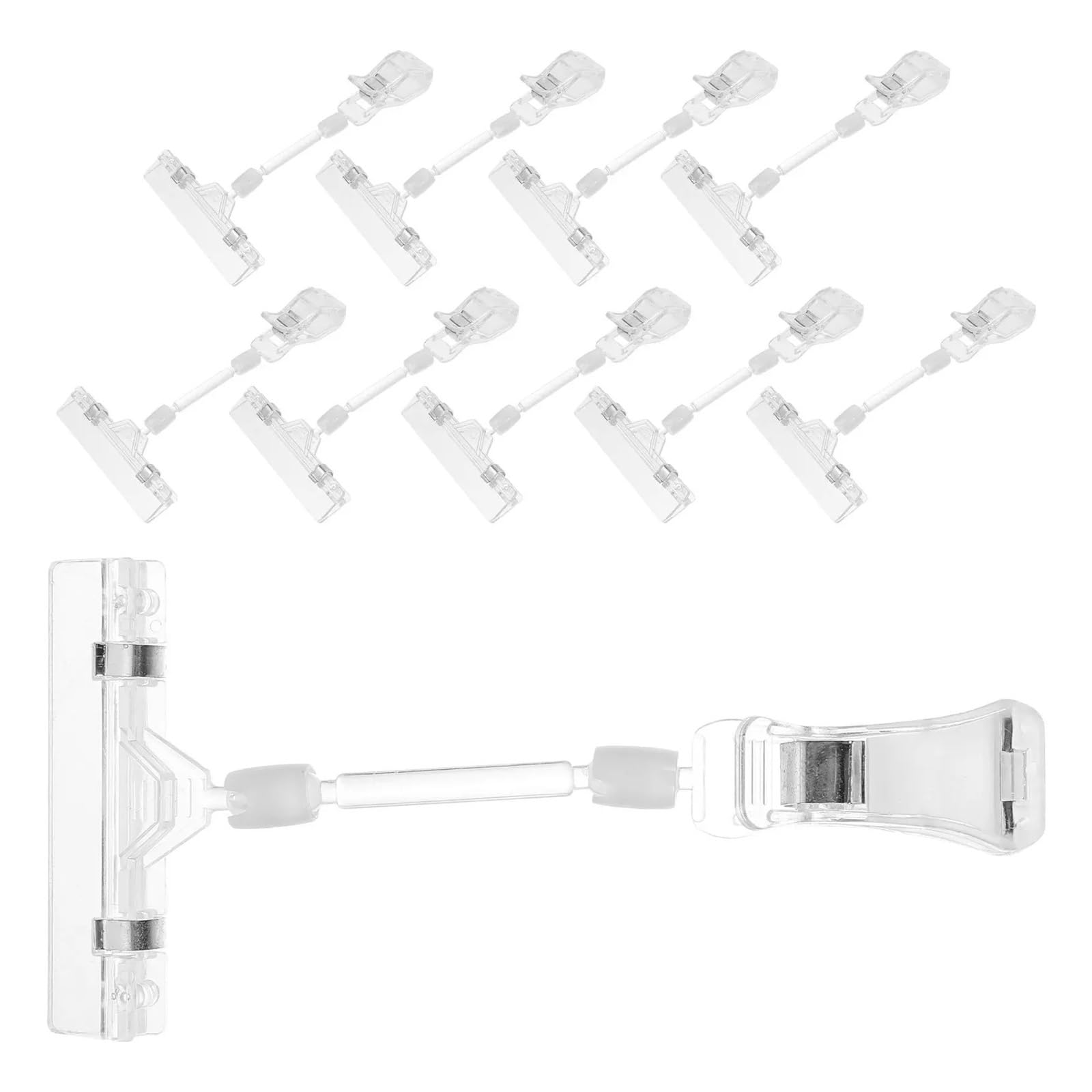 Vaeltor 20Pcs Multi-Function Swivel Price Sign Clips Clear Plastic Retail Sign Holder for Clothing Store Supermarket Price Display Clip(16.5X8X2.6CM)