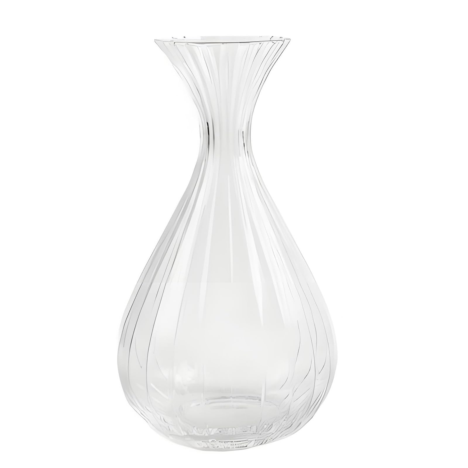 Clear Vase with Ribbed Design for Wedding Table Centerpieces Decorative Glass Vase