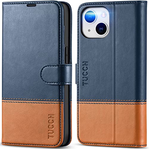 TUCCH Funda para iPhone 14, Flip Folio Carcasa Case, Funda de Cuero PU con Bloqueo RFID, Soporte de Teléfono, Ranura para Tarjeta, Funda Tapa Libro para iPhone 14 5G (6,1