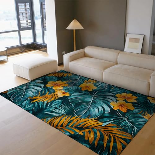 Tapis antidérapant à feuilles de palmier tropicales de qualité supérieure