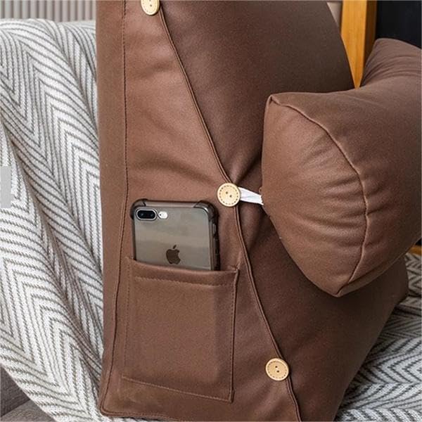 Miniatura 7 de Almohada de cuña de soporte de espalda ajustable lujosa,Almohada de lectura de respaldo de sofá de cuero PU,Cojín de apoyo lumbar trasero