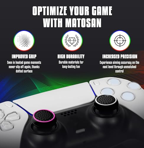 Image of MatoSan 12 Thumbstick Grip Caps - Universal Silicone Controller Covers - Enhanced Grip, Precision & Protection - Anti-Slip Joystick Accessories for All Modern Game Controllers