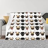 Einzigartige Dekoration: Die schwarz-gelbe Mops-bedruckte dekorative Decke kann Ihren Raum verwandeln und als warme und gemütliche Ergänzung für Ihr Sofa, Bett oder Zimmer dienen