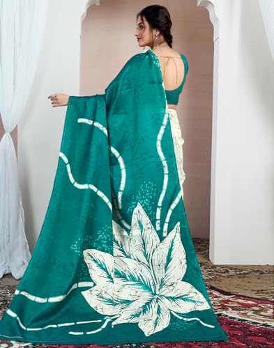 Image of SIRIL Women's Cotton Printed Saree With Unstitched Blouse Piece
