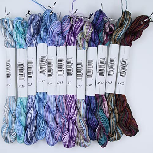 Image of KCS Big skeins of 25 Meters Size 25 Color Variegated Cross Stitch Stranded Threads,12 skeins,07