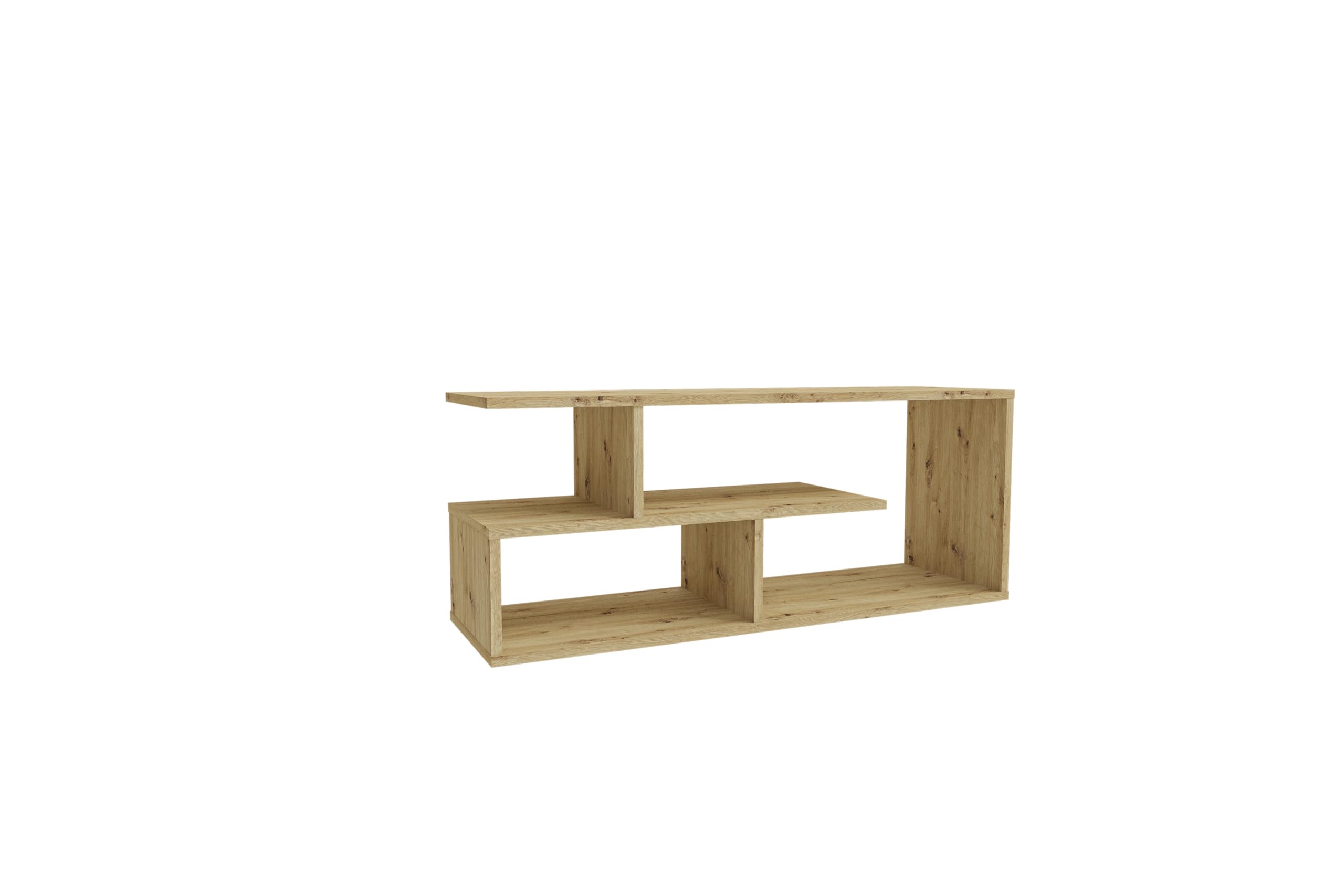 Shefa Eden - Soporte compacto para TV (100 cm, madera de roble Artisan, con estantes abiertos, pequeña mesa de consola de TV, centro de entretenimiento y unidad de TV para sala de estar o dormitorio)