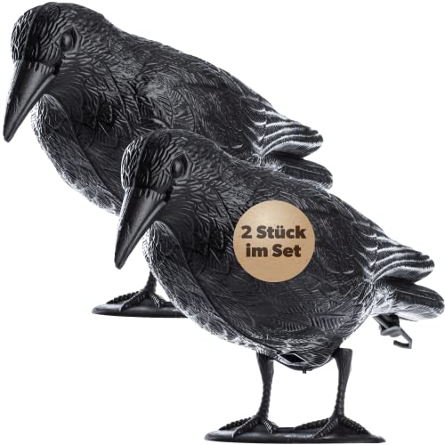 KADAX Repelentes de Palomas con Forma de Cuervos Realistas y Eficaces, Ahuyentadores de Pájaros, Espantapájaros para Jardines y Balcones (Juego de 2)