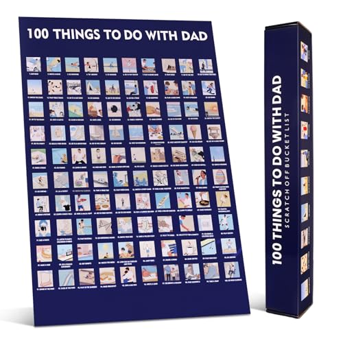 CitySkill 100 Things To Do with Dad Bucket List Scratch Off Poster, Personalized Father's Day from...