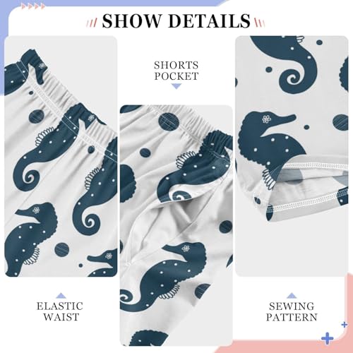 ZZXXB Hippocampus Polka Dot Boys Long Pants Soft Trousers Elastic Waist Kids Lounge Bottoms with Pockets S-XL4