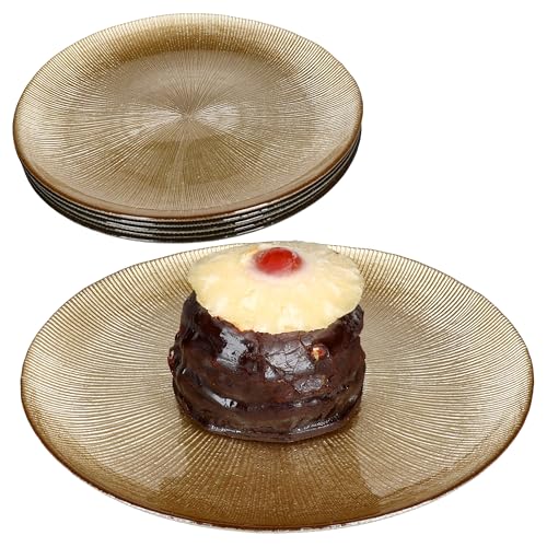 MamboCat 6er Set Kairo Gold Kuchenteller I elegante Glas-Teller mit...