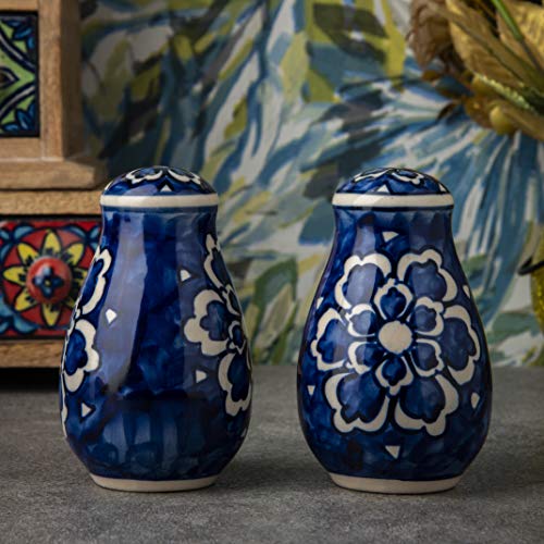 Image of HS HINDUSTANI SAUDAGAR Royal Flora Salt and Pepper Ceramic Salt Shaker dispensers Set of 2(130ml Each) Spice Container & Sprinkler for Dinning Table Kitchen Ideal for Home Daily use and Gifting.