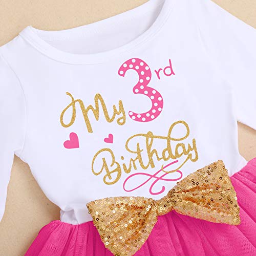 ODASDO Baby Girls Toddler Kids 1st / 2nd / 3rd Birthday Party Long Sleeve Tutu Tulle Bowknot Princess Dresses3