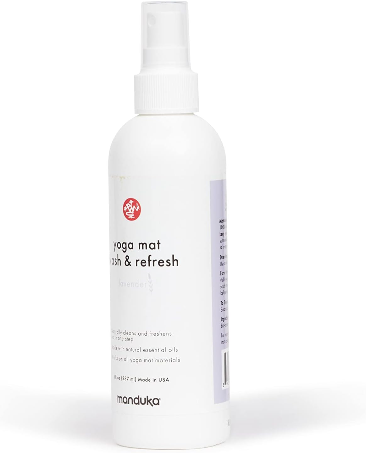 Manduka Yoga Mat Wash and Refresh – 100% Natural Essential Oil Yoga Mat Cleaning Spray, Fitness Equipment and Gym Accessories Cleaner, Non-irritating, Pet Friendly | Lavender Scent, 4 oz
