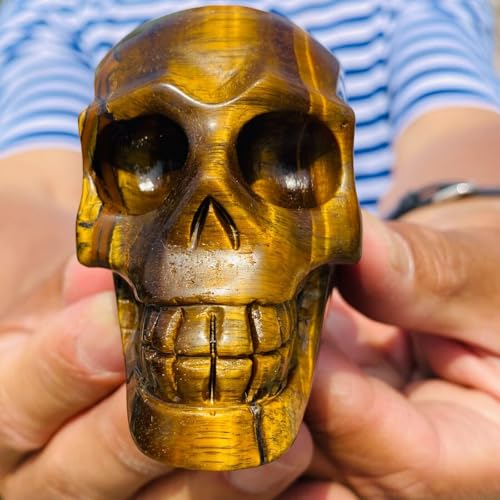 Calavera de cristal ojo de tigre ideal para decorar tu estudio de yoga o meditación 4