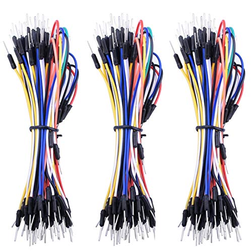 HiLetgo Pack of 3 Set 65pcs Assorted Multicoloured Solderless Wires Flexible Breadboard Jumper Wires Male to Male