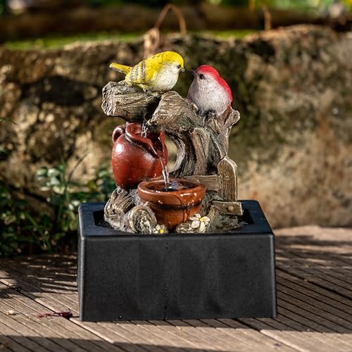 TERESA'S COLLECTIONS Tabletop Water Fountain Outdoor for Home Decor, Birds Statues Waterfall Fountain Indoor for Living Room Decor,Include LED Light and Pump,Ideal for Dad 9.4" by TERESA'S COLLECTIONS - Image 2