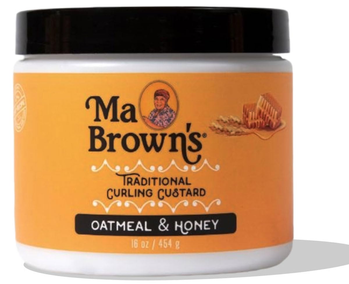 Ma Browns Oatmeal and Honey Curling Custard for Defined Curly Hair 16 oz, 454g, Jar Define curls naturally