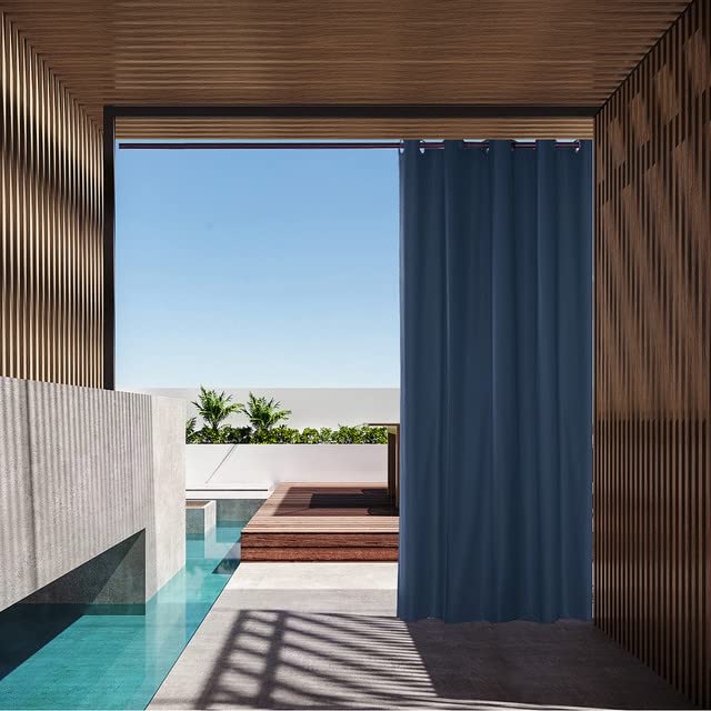 Outdoor Curtains for Garden Patio Waterproof,Blackout Thermal Insulated Eyelet Top Grommet Privacy Curtain for Gazebo Pergola Outside Balcony Indoor Living Room (B-Navy Blue,1 Panel W54"*L84") — image 1