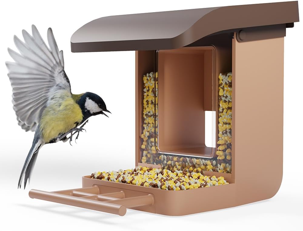 Brown Bird Feeder Camera Case Compatible with Wyze Battery Cam Pro, Wyze Cam Outdoor v1/v2, Wyze Camera v4/v3/v3 Pro, 5 DIY Mounting Methods, with a Macro Lens (Solar Panel/Camera NOT Included), Brown