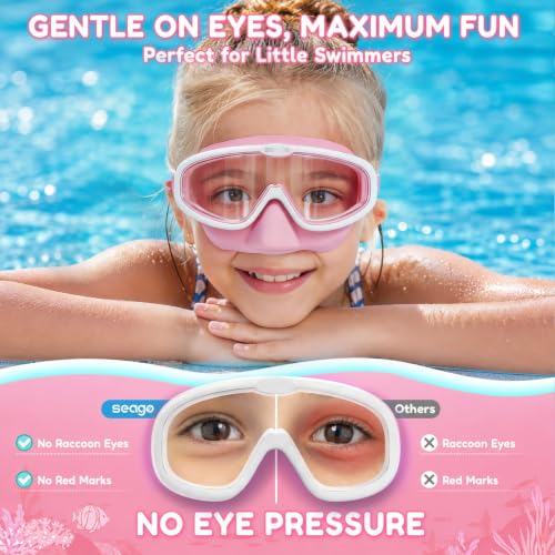 Image of Seago Kids Swim Goggles 2 Pack for 3-12, Anti-Fog Clear View,Toddler Goggles with Nose Cover Swimming Goggles
