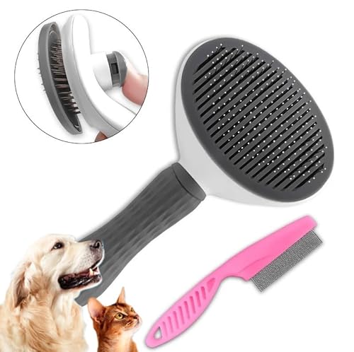 SLPET - Self Cleaning Slicker Brush - Dog Cat Bunny Pet Grooming Shedding Brush - Easy to Remove Loose Undercoat - Pet Massaging Tool Suitable for Pets with Long or Short Hair…