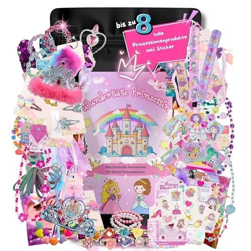 Prinzessinen Wundertüte Surprise Bag mit bis zu 8 Märchenhaften Accessoires und Überraschungen Princess Schultüte gefüllt mit Produkten Wundertüte Kinder Schultüte Mädchen Überraschungstüte