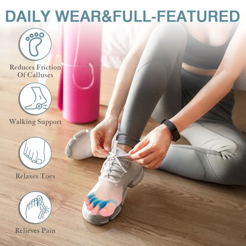 2Pcs Toe Spacers for Women and Men, Toe Separators for Pedicure, Bunion Corrector, Hammer Toe Straightener, Plantar Fasciitis, Toe Spreaders for Foot Pain Relief and Foot Health. (Blue)