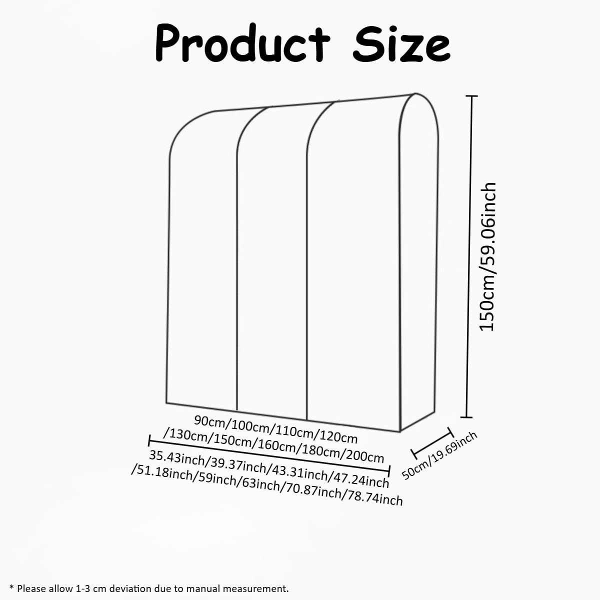 Funda translúcida a prueba de polvo para perchero, protector para perchero, para abrigos, trajes y vestidos, ideal para uso doméstico y comercial (100 x 50 x 150 cm)