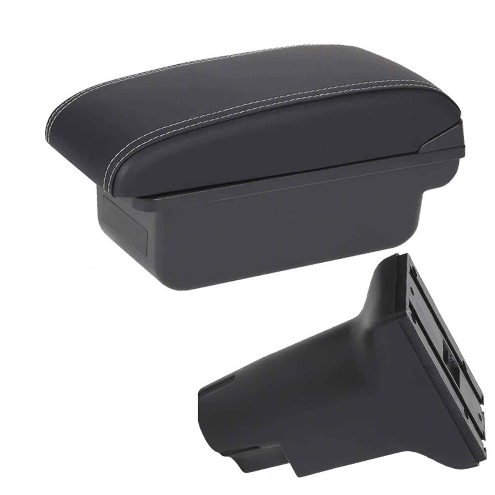 AWGNTQQ Car Armrests For Fiat 500 2012-2025 Car Armrest Storage Box Dedicated Retrofit Parts Interior Accessories(C3 Black white NoUSB)