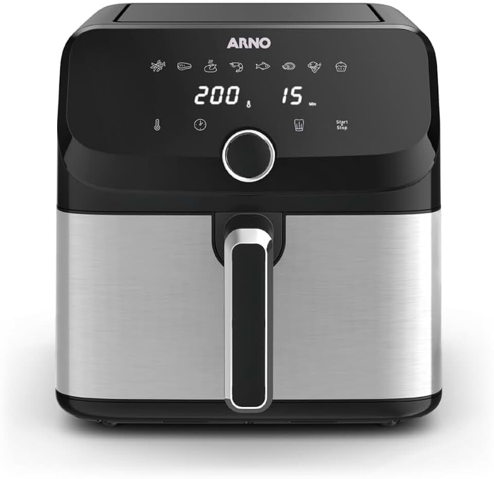 Fritadeira sem Óleo Airfryer Arno Mega Digital 7,5L Inox 1700W AFD7 110V