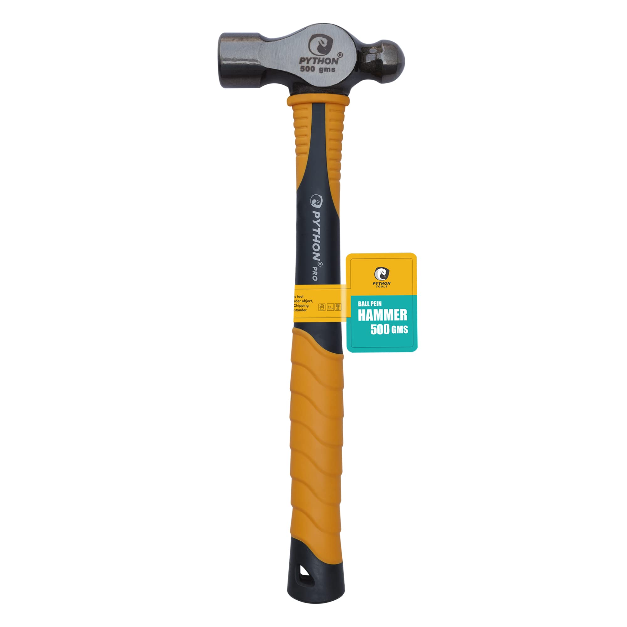 Python Pro Ball Pein/Peen Hammer Indestructible Fiberglass Handle (500 GMS / 12" (300 MM))