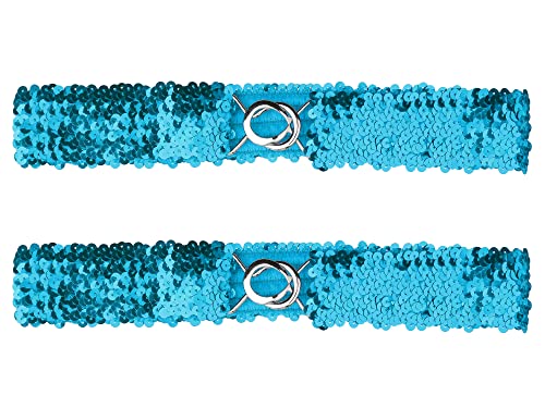 Allegra K Cinturones elásticos ajustados para mujer, decoración de lentejuelas, cinturones elásticos para vestidos, 2 uds. Azul claro 64cm/25.19" Cover