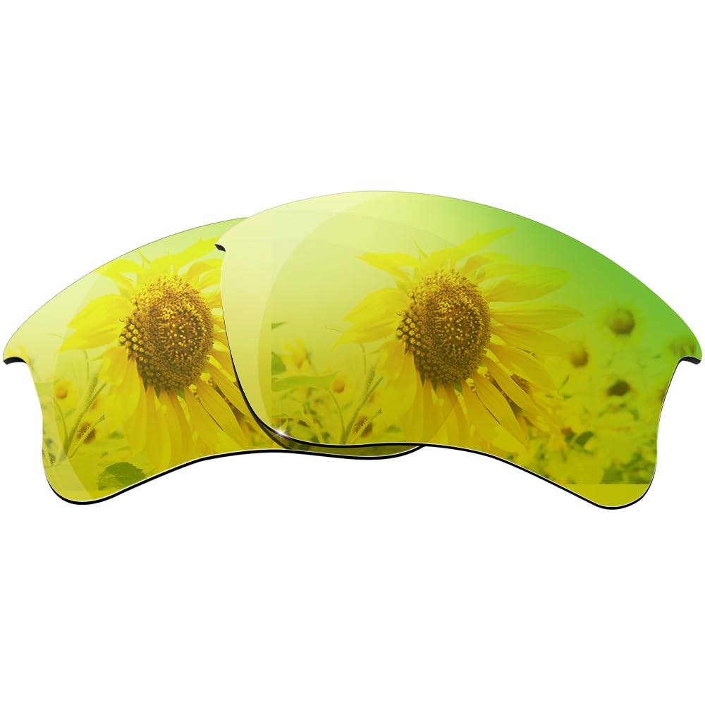 HiCycle2 Sunglasses Lenses Replacement for Oakley Flak Jacket XLJ OO9009 63mm Sunglass-Multi Options(Golden)
