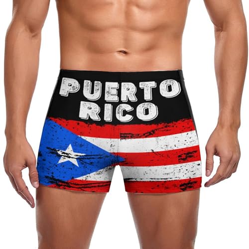 Melbrakin Bañador Deportivo para Hombre con la Bandera de Puerto Rico (2) Bañador Deportivo para Hombre Bóxer novedoso