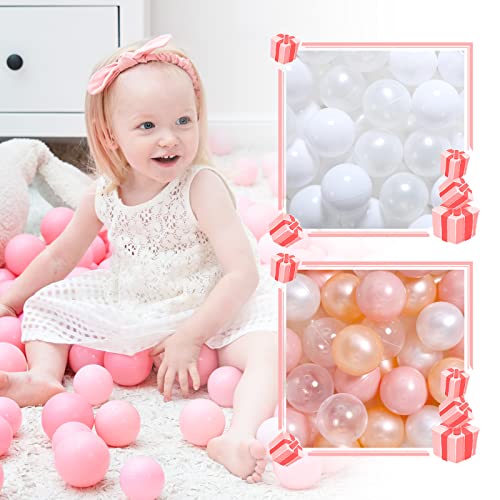 Gogoso 100 Pcs 2.16 Inch Pear White Ball Pit Balls With 100 Pcs 2.16 Inch Pear Pink Pear Clear And Pear Pink #TOP23